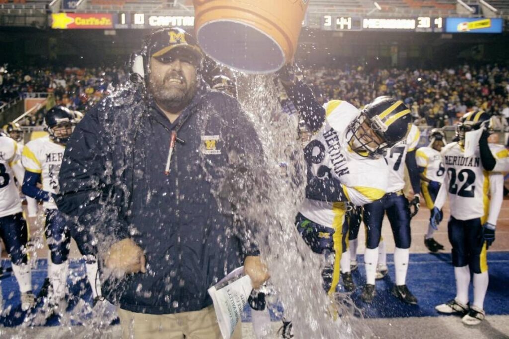 From Idaho Statesman - Kip Crofts win 5A State Football Championship as Meridian Head Coach in 2007.